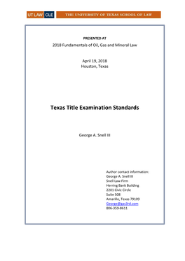 Texas Title Examination Standards
