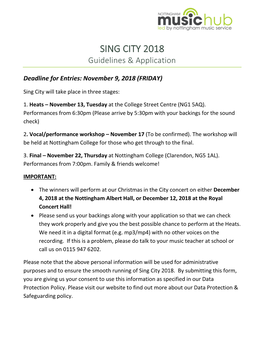 SING CITY 2018 Guidelines & Application