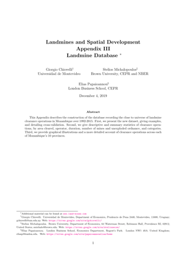 Landmines and Spatial Development Appendix III Landmine Database ∗