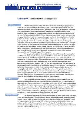 KAZAKHSTAN | Trends in Conflict and Cooperation