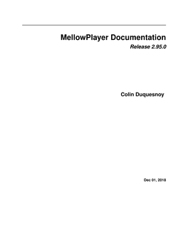 Mellowplayer Documentation Release 2.95.0
