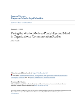 Paving the Way for Merleau-Ponty's Eye and Mind in Organizational