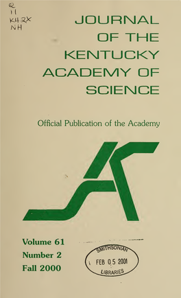 Journal of the Kentucky Academy of Science Issn 1098-7096