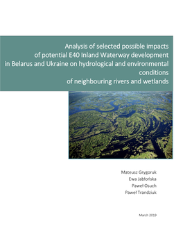 Analysis of Selected Possible Impacts of Potential E40 Inland Waterway