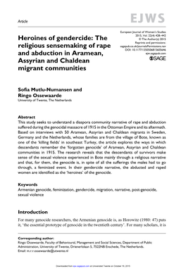 Heroines of Gendercide: the Religious Sensemaking of Rape and Abduction