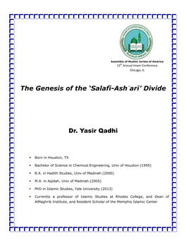 The Genesis of the 'Salafī-Ashʿarī' Divide