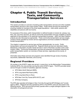 Chapter 4. Public Transit Services, Taxis, and Community