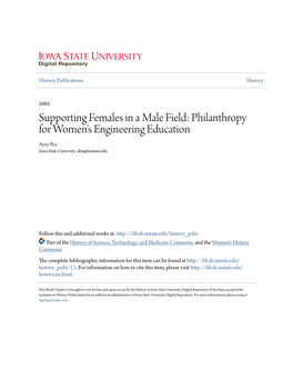 Philanthropy for Women's Engineering Education Amy Bix Iowa State University, Abix@Iastate.Edu