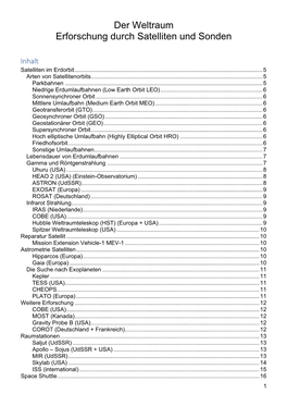 Weltraum – Forschung Durch Satelliten Und Sonden