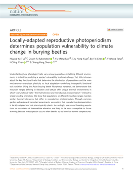 Locally-Adapted Reproductive Photoperiodism Determines Population Vulnerability to Climate Change in Burying Beetles