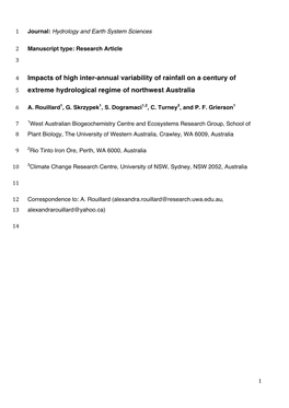 Extreme Hydrological Regime of Northwest Australia