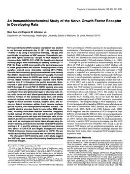 An Lmmunohistochemical Study of the Nerve Growth Factor Receptor in Developing Rats