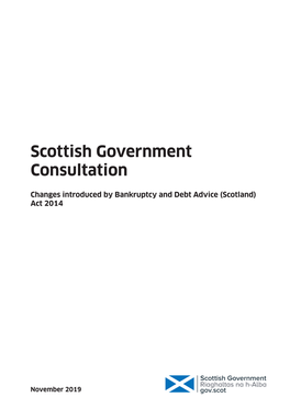 Scottish Government Consultation: Changes Introduced by Bankruptcy