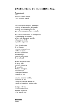 Cancionero De Homero Manzi