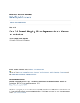 Face. Off. Faceoff: Mapping African Representations in Western Art Institutions