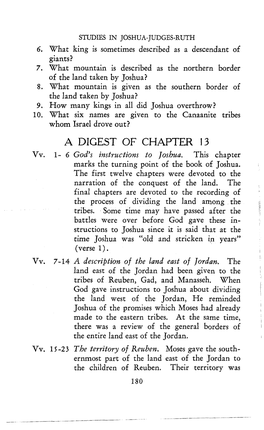 Bible Commentary on Joshua Thirteen