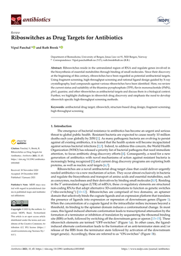 Riboswitches As Drug Targets for Antibiotics