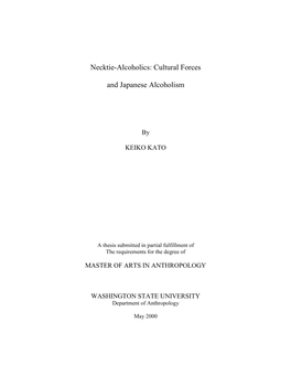 Necktie-Alcoholics: Cultural Forces and Japanese Alcoholism