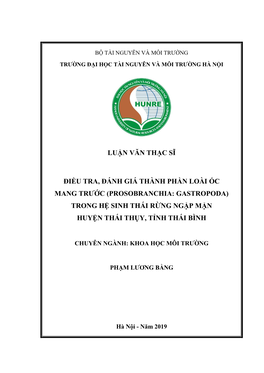 Luận Văn Thạc Sĩ Điều Tra, Đánh Giá Thành Phần Loài Ốc