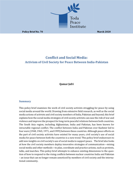 Conflict and Social Media: Activism of Civil Society for Peace Between India-Pakistan