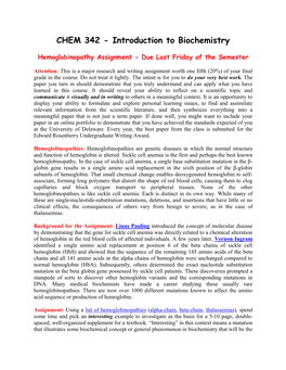 Hemoglobinopathy Assignment - Due Last Friday of the Semester