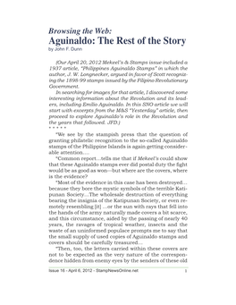 Aguinaldo: the Rest of the Story by John F