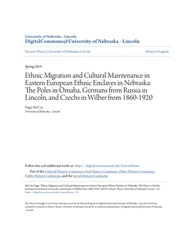 Ethnic Migration and Cultural Maintenance in Eastern European