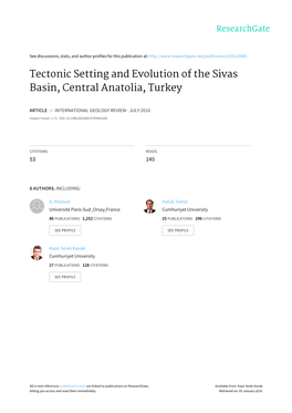 Tectonic Setting and Evolution of the Sivas Basin, Central Anatolia, Turkey