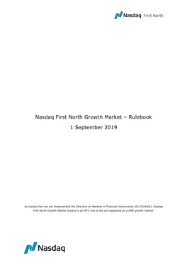 Nasdaq First North Growth Market – Rulebook