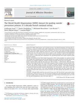 The World Health Organization (WHO) Dataset for Guiding Suicide Prevention Policies: a 3-Decade French National Survey