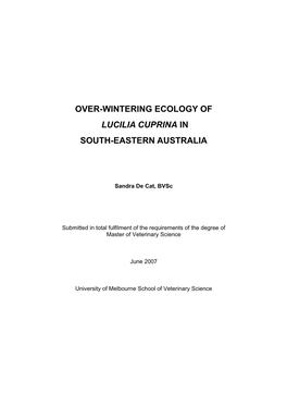 Over-Wintering Ecology of Lucilia Cuprina in South-Eastern Australia