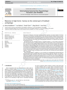 Myxozoa in High Arctic: Survey on the Central Part of Svalbard Archipelago