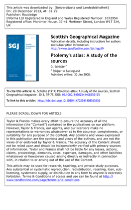 Scottish Geographical Magazine Ptolemy's Atlas