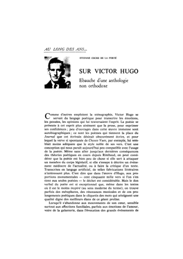 SUR VICTOR HUGO Ebauche Dune Anthologie Non Orthodoxe