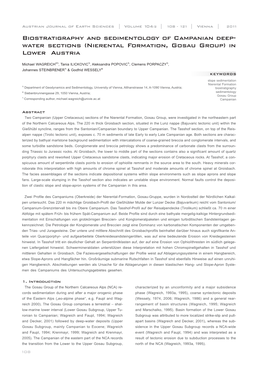 Biostratigraphy and Sedimentology of Campanian Deep- Water Sections (Nierental Formation, Gosau Group) in Lower Austria ___