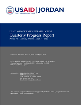 Quarterly Progress Report Period 7Th – January 2020 to March 31, 2020