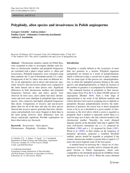 Polyploidy, Alien Species and Invasiveness in Polish Angiosperms