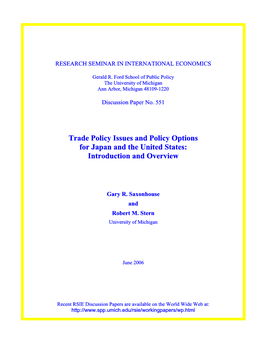 Trade-Policy Issues and Policy Options for Japan and the United States