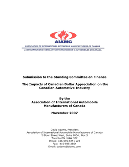 The Impacts of Canadian Dollar Appreciation on the Canadian Automotive Industry