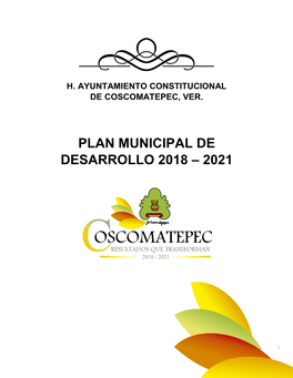 Plan Municipal De Desarrollo 2018 – 2021