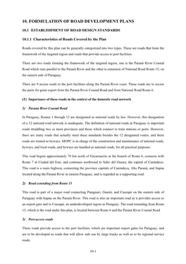 10. Formulation of Road Development Plans