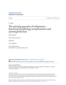 The Spinning Apparatus of Webspinners Â•Fi Functional-Morphology, Morphometrics and Spinning Behaviour