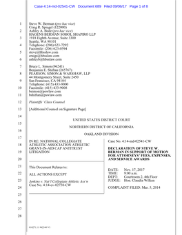 Case 4:14-Md-02541-CW Document 689 Filed 09/06/17 Page 1 of 8