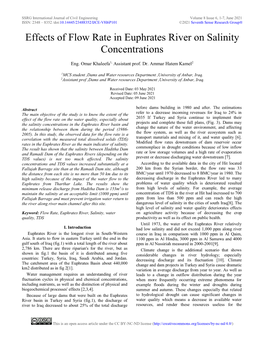 Effects of Flow Rate in Euphrates River on Salinity Concentrations