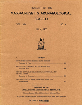 Bulletin of the Massachusetts Archaeological Society, Vol. 14, No