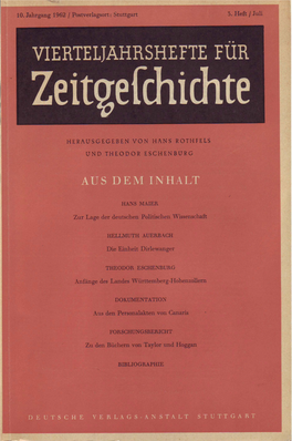 Vierteljahrshefte Für Zeitgeschichte Jahrgang 10(1962) Heft 3