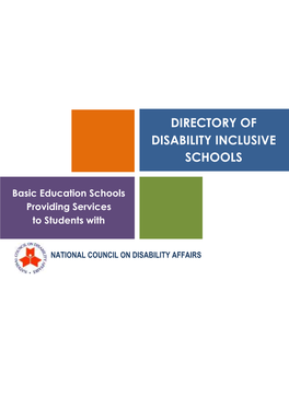 Directory of Disability Inclusive Schools, for Students with Disabilities to Enjoy Their Right to to Education