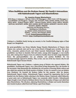 When Buddhism Met the Brahmo Samaj: My Family's Interactions with Rabindranath Tagore and Shantiniketan