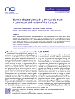 Bilateral Choanal Atresia in a 60-Year-Old Man: a Case Report and Review of the Literature