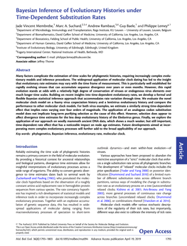 Bayesian Inference of Evolutionary Histories Under Time-Dependent Substitution Rates Jade Vincent Membrebe,1 Marc A